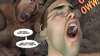 CRETACEOUS COCK 3D Gay Comic Story with Young Scientist Fucked by Hunky Primeva